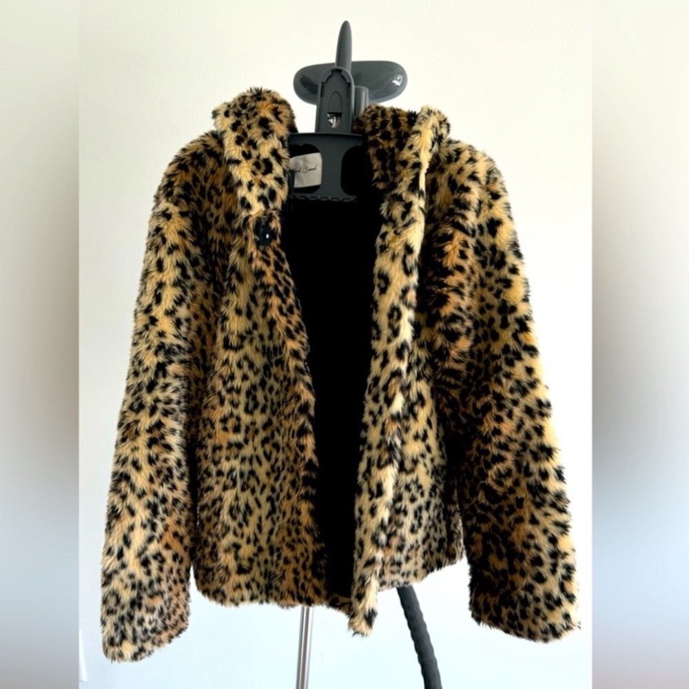 Zara Leopard Print Faux Fur Bomber Jacket - Brown, Black - Picture 2 of 7